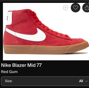 Red Nike Blazer Mid mens size 8 (womens size 9)